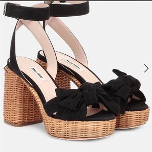 Miu Miu Black and Tan Platform Sandals
